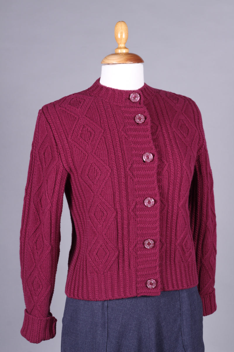 1940'er - tidlig 1960'er - Klassisk vintage style cardigan - Bordeaux