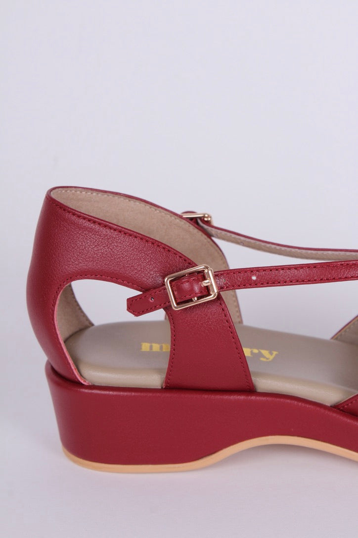 1940'er sandal / wedge - Bordeaux rød - Katharine