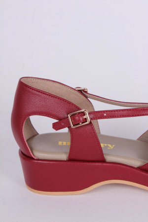 1940'er sandal / wedge - Bordeaux rød - Katharine